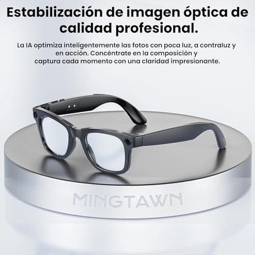 Miniatura 5 de Gafas Inteligentes con Camara 8MP, Gafas con IA Bluetooth/WiFi, Smart Glasses con Fotografía/Grabación/Llamadas/Música/Traducción/Reconocimient Imágenes, Lentes fotocromáticas + lentes azules