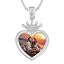 0944 Silver crown heart pendant with franco chain]