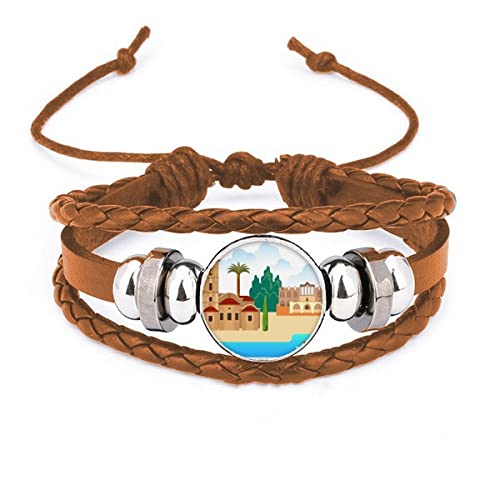 Bracelet en cuir Chypre et monuments nationaux - Idéal pour sublimer vos looks de vacances