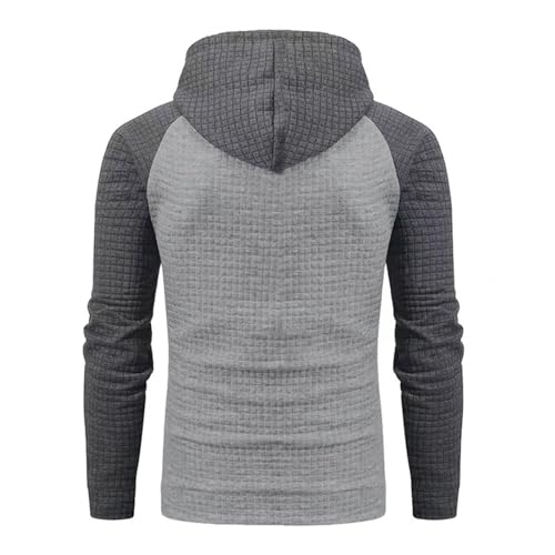 Pull patchwork plaid gris XL avec capuche et manches longues - 3