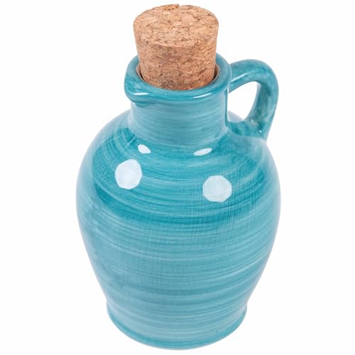 Lavaggio a mano; Mini Anfora oliera 95 ml in ceramica tappo in sughero, Masseria