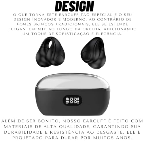 Fone Sem Fio Ony-Earcuffs Bluetooth 5.3 Esporte Gancho Onyon Portatil