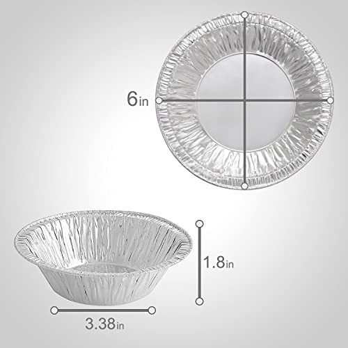PARTY BARGAINS 12oz Aluminum Pie Pans - 50 Pack, 6-inch Disposable Round Mini Pie Pans for Pies, Tarts, Quiche (Max 240°C) - Thumbnail 3
