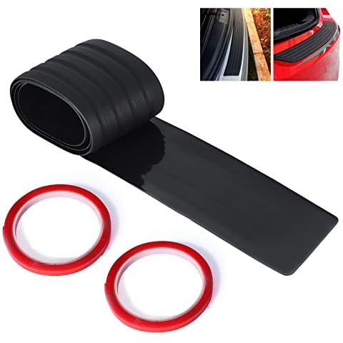 Car Rear Bumper Protector Guard with 2pcs Double-sided Tapes, 104CM Anti-Scratch Rubber Back Cover Universal Fit for Pickup SUV Truck Cover