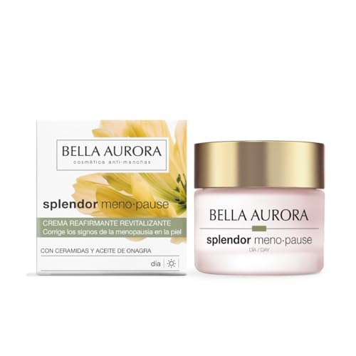 Bella Aurora Splendor Menopause Día | Crema reafirmante revitalizante para pieles con signos de menopausia | Con ceramidas, onagra, trébol rojo y tomillo | 50 ml