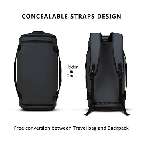 Image of Bayne Foldable Travel Duffle Bag for Men & Women - Convertible Carry On Luggage, Large Garment Organizer for Flights - 2 in 1 Hanging Suitcase Suit Travel Bag (Black)