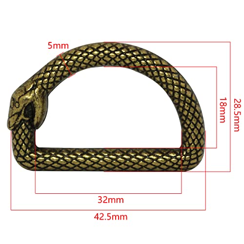 D Rings For Bags Fmhxg 5X32X18Mm Antique Brass Alloy Non Welded Dee Ring Buckle With Serpentine Pattern, Metal D Rings Loop For Belts Bags Lanyard Leathercraft Diy Craft,D-Ring #TOP1