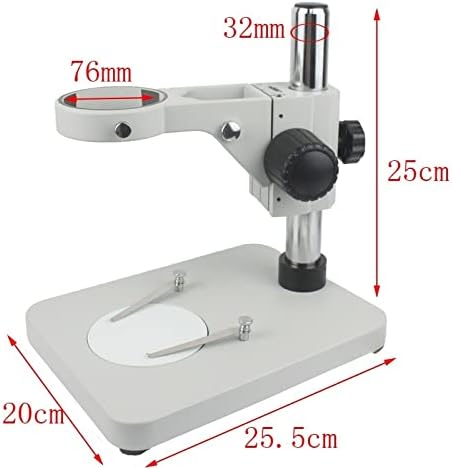 Trinocular Stereo Microscope with Adjustable Stand and 76mm Ring Holder - Perfect for Scientific Observation and Lab Work (White, 25cm)