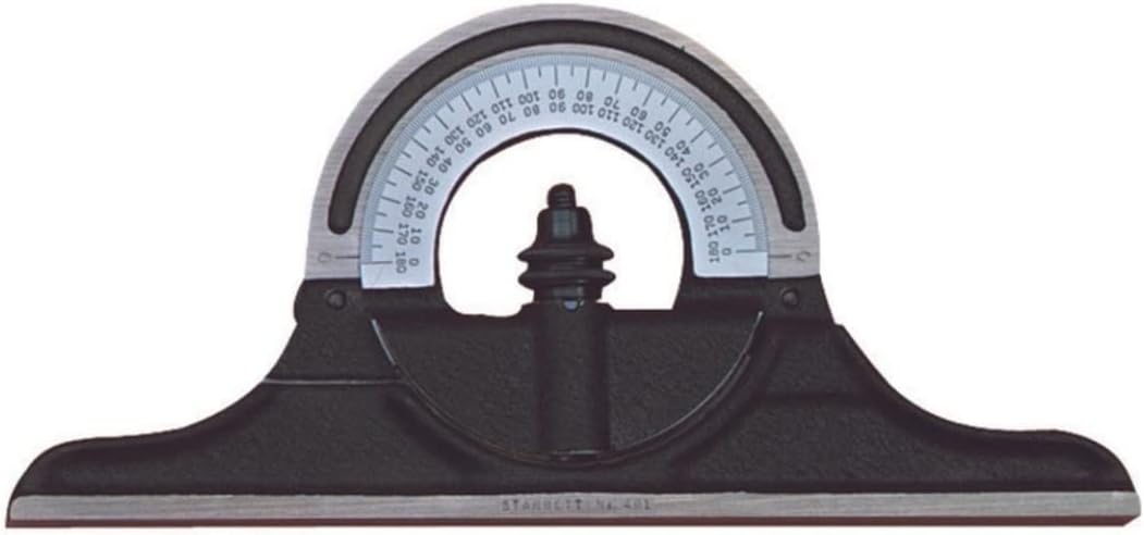 Protractor Head for Combination Squares, Combination Sets and Bevel Protractors - Reversible Head, Black Wrinkle Finish-Chrome on Turret - CPR-1224W