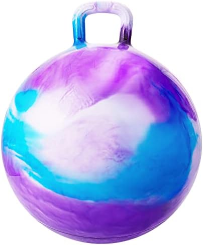 PlayZap Hopper Bouncy Ball with Handle 18 Inches for Kids Toddler Jumping Hopper Ball Hoppity Hop Ball Indoor and Outdoor Hopping Ball for Kids Aged 3-6 Years Old with Pump Purple