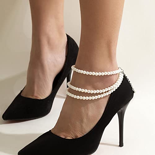 Rgwtgkyh Layered Pearl Anklet Summer Fashionable Beach Ankle Bracelets Foot Jewelry Gifts For Women Girls #TOP3