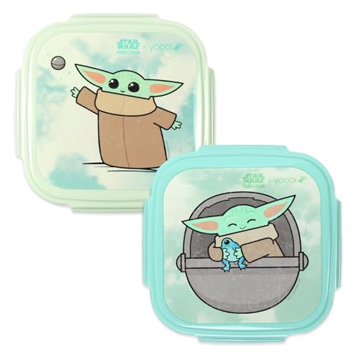 Image of Yoobi Star Wars X 2-Pack Grogu Bento Boxes & Ice Packs for Kids & Tweens - 3 Compartment Lunch Box, Dishwasher & Microwave Safe - BPA & PVC Free, Leakproof - 2 Boxes
