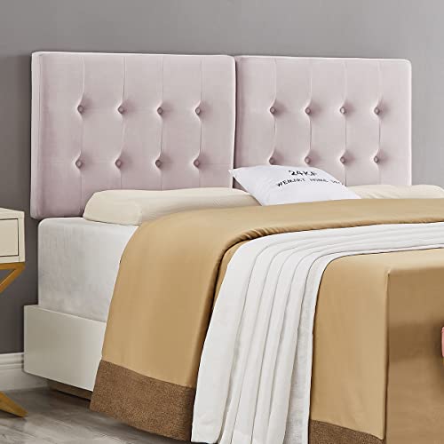 24Kf Pink Wall Mounted Tufted Button Queen Headboard Full Headboard,Soft Comfortable Velvet Padded Queen/Full Size Headboard -6035-Q-Pink #TOP19