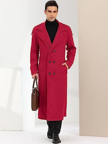 Image of Lars Amadeus Men's Winter Pea Coat Notch Lapel Double Breasted Solid Color Overcoat