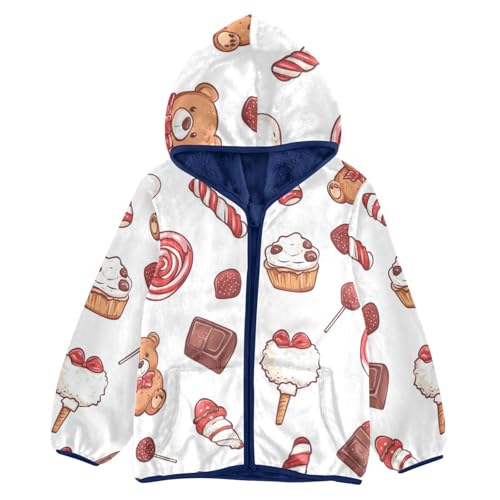 Candy Sweet Girls Fleece Jacket Girls Fall Jacket Girls Zip Up Hoodie Girls Sherpa Jacket 2-10T