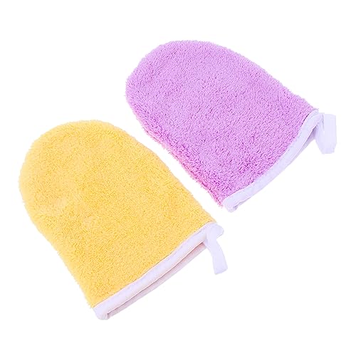 CALLARON Exfoliating Gloves for Face 2 Pack Makeup Mitts Facial Cleansing Mitts Reusable Cleaning Gloves