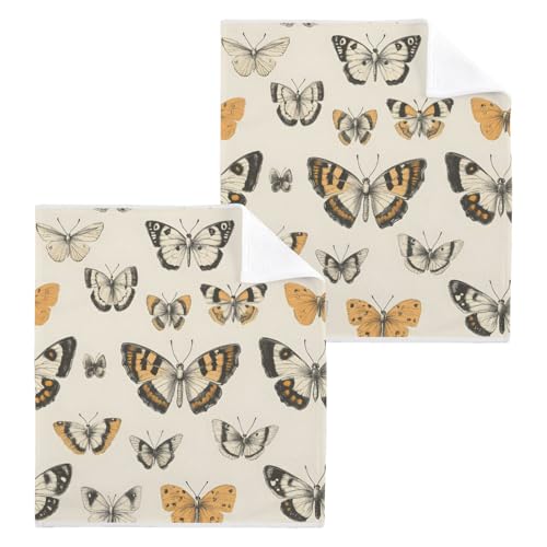 ALAZA Wash Cloth Set 100% Cotton Fingertip Towels Face Cloths Sets Moth Highly Absorbent Soft Feel Set of 2