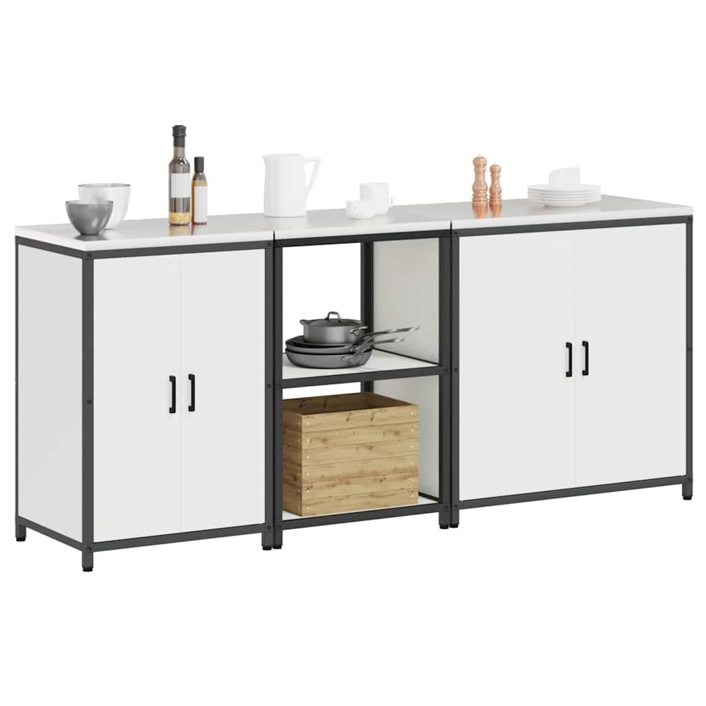 vidaXL Ensemble de Rangement Cuisine HATTEM 3 pc Blanc