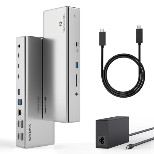 Thunderbolt 4 Dock, WAVLINK Docking Station with Quad 4K@60Hz Monitors, Four Thunderbolt 4 Ports, 98W PD, 2.5G RJ45 Ethernet, SD V4.0, 10Gbps USB3.1, for MacBook Pro/Air etc