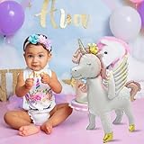 Risipu Pack of 2 3D Unicorn Balloons, Aluminum Foil Balloon Set, Walking Unicorn Decorations, Children's Birthday Decorations (2PCS - Matte Pink Unicorn) - Image 7