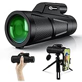 🔭 【Hochkompatibler Handyständer & verstellbares Stativ】- Der einzigartig gestaltete Handyhalter kann bis zu 10 cm lang gedehnt werden, kompatibel mit Smartphones für Samsung Galaxy, Phone, Sony, Xiaomi usw. Das rutschfeste, robuste Stativ kann die Höhe und den Neigungswinkel des monokular fernglas einstellen, was flexibel und bequem ist, und kann die Fernsicht in ein Objektiv mit hoher Vergrößerung verwandeln, das sich sehr gut für Reisen und Aufnahmen von Wildtieren / Landschaften eignet.