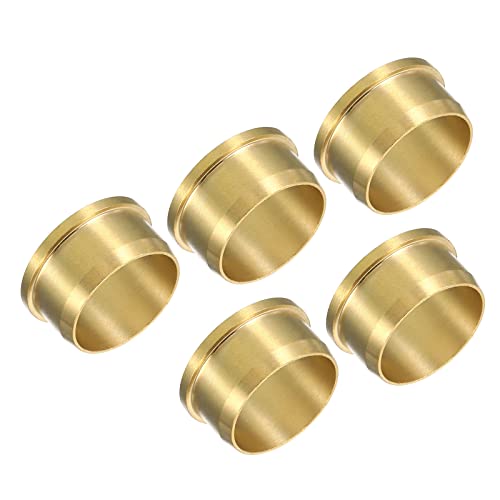 PATIKIL 14mm Tube OD Brass Compression Sleeves Ferrules 5 Pack Brass Compression Fitting Assortment Kit, Gold Tone