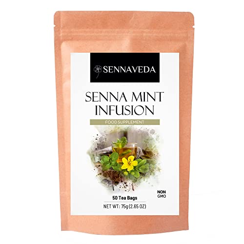 Sennaveda Senna Mint Infusion - 50 Tea Bags | Herbal Tea | Digestive Health | Detox Tea | Laxative