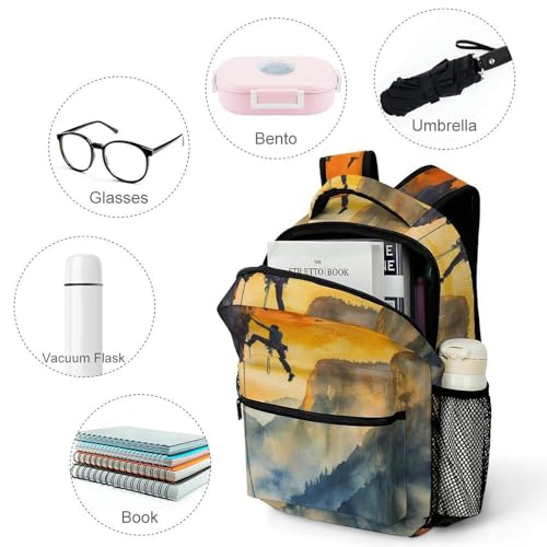 Rock Climbing Climber Mountains Travel Backpack Lightweight Shoulders Bag Laptop Daypack for Work Office4