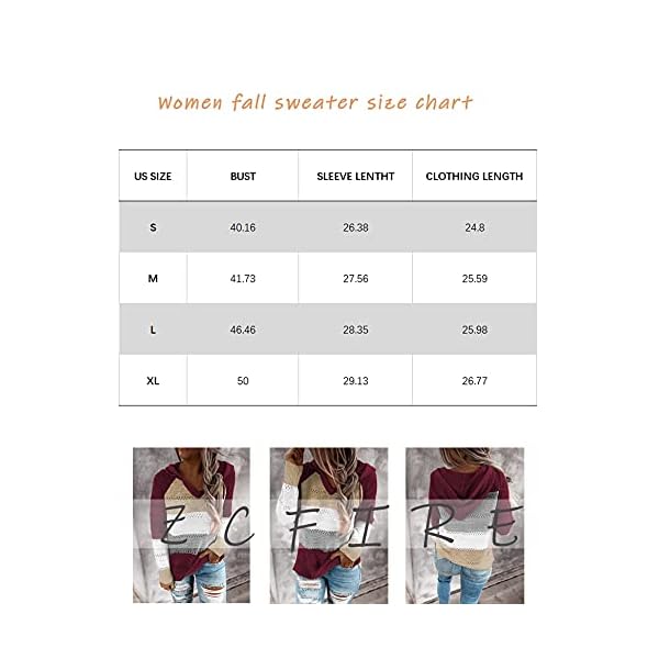 Zcfire-Womens-Lightweight-Color-Block-Knit-Hoodies-Sweaters-Loose-Long-Sleeve-V-Neck-Drawstring-Pullover-Sweatshirts Zcfire Christmas Sweater, Women's Lightweight Color Block Knit Loose Long Sleeve Drawstring Pullover Sweatshirts Wine Red Small