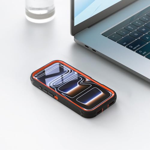 Image of Rugged Case Compatible with iPhone 17 Pro | Heavy-Duty Shockproof Protective Cover, Black+Orange