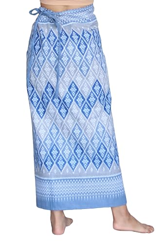 RaanPahMuang Thick Woven Cotton Thai Traditional Wrap Skirt with Waist Ties2