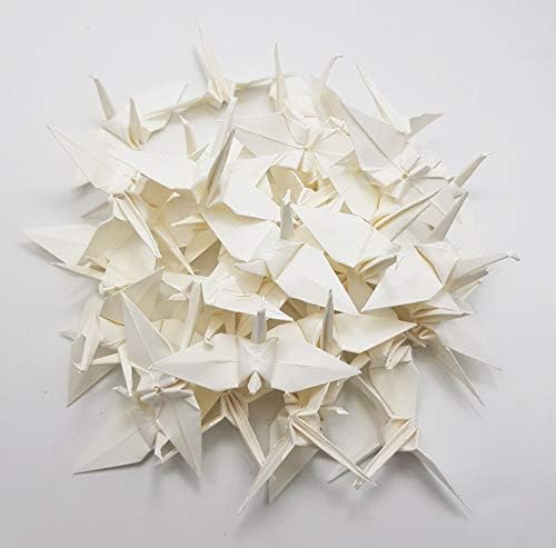 Miniatura 6 de 100 grúas de papel de origami, colores marfil, grúas de papel plegadas para bodas, fiestas, cumpleaños, fiestas de niños, telón de fondo, decoración