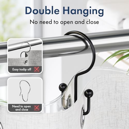 Shower Curtain Hooks Matte Black Shower Curtain Rings,