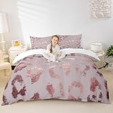 Pink Leopard Duvet Cover Queen for Girls Pink Glitter Bedding Set Watercolor Abstract Comforter Cover Cheetah Skin Pattern Decor Bedspread Quilt Cover for Kids Dorm Room,Soft,Zipper(No Comforter)