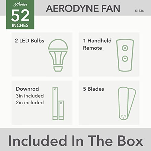 Hunter Fan Company Aerodyne 52-inch Indoor Fresh White Casual Ceiling Fan With Bright LED Light Kit, Remote Control, Reversible WhisperWind Motor and SureSpeed Technology Included - Thumbnail 7