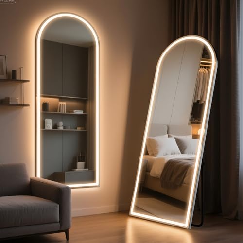 Simple Deluxe Arched Full Length Mirror with LED Lights