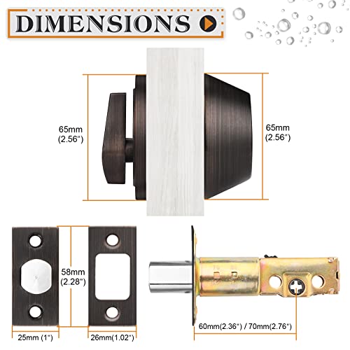 Probrico Single Cylinder Deadbolt Exterior Door Keyed Entry Oil Rubbed Bronze Finish #TOP2