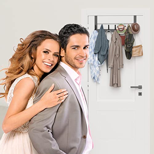 Peasulin Door Hanger, Sturdy Over The Door Hooks, Large Over The Door Towel Rack With 12 Hooks, Heavy Duty Easy To Install, For Bathroom, Bedroom，Kitchen，Hanging Towels, Coats (Black). #TOP1