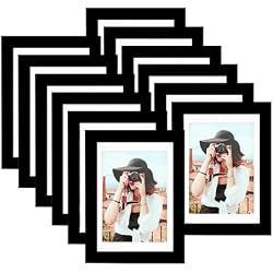Picrit 5x7 Picture Frame Set of 12, Modern Gallery Wall Frames, Black | Fits 4x6 With Mat or 5x7 Without Mat, Shatterproof Cover, Horizontal or Vertical Wall Mounting, Tabletop, Photo Collage