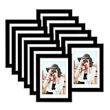 Picrit 5x7 Picture Frame Set of 12, Display 4x6 with Mat or 5x7 without Mat, Photo Frames for Wall Mounting or Table Top Display, Black