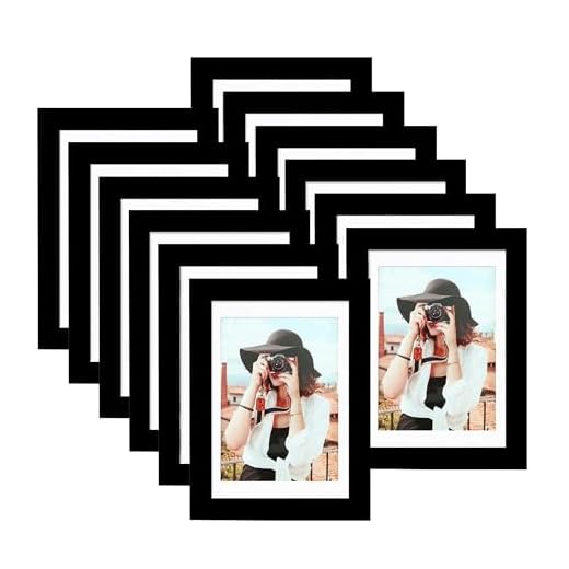 Picrit 5x7 Picture Frame Set of 12, Display 4x6 with Mat or 5x7 Without Mat, Photo Frames for Wall Mounting or Table Top Display, Black.