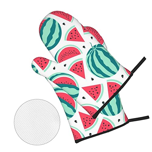 Fruits Watermelon Printed Oven Mitts And Pot Holders Heat Resistant Potholders Oven Gloves And Pad For Baking Kitchen Grilling - 4 Set #TOP2
