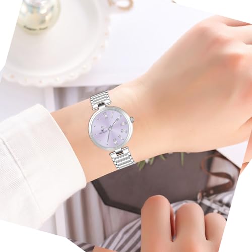 Image of CRESTELLO Stainless Steel Chain Analog Wrist Watch for Women (Silver /Pink /Purple /Green Dial) | CR-DZL141