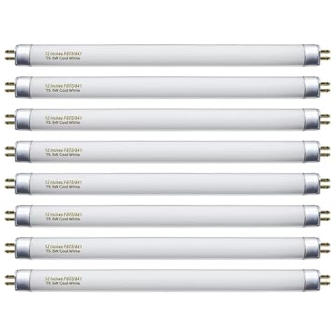 Konideke 8 Pack F8T5/CW Fluorescent Bulbs, T5 12 inch 8 Watts Under Cabinet Light Bulb Cool White, G5 Mini Bi 420 Lumen Cover