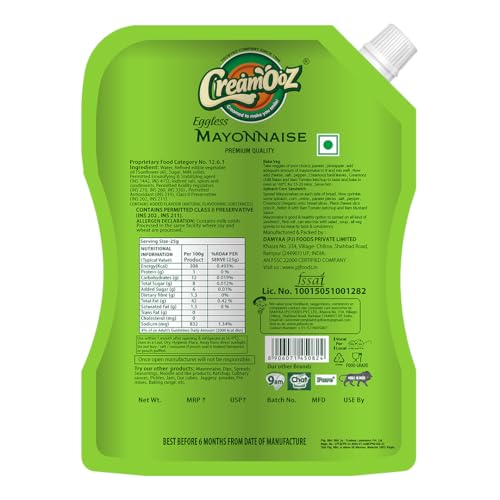 Image of Creamooz Veg Mayonnaise 750g, Creamy Dip, Spread and Dunk Sauce for Pizza, Pasta, Burgers, Sandwiches, Wraps, Rolls, Hot Dogs, Momos & Fried Snacks, Multipurpose, Eggless Mayo, Pack of 1
