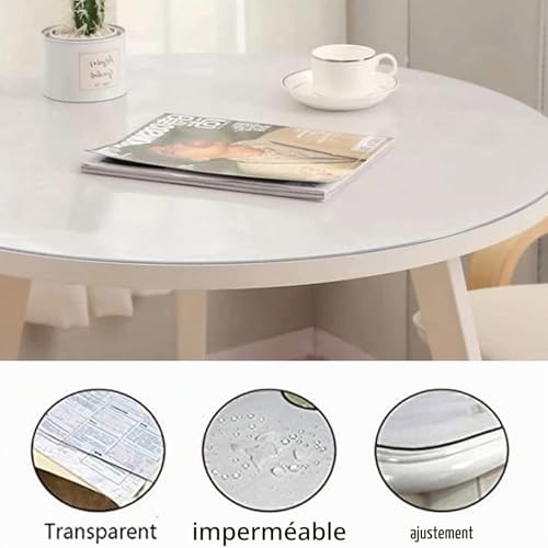 Protection de table contre rayures PVC transparent 180 cm rond - 6