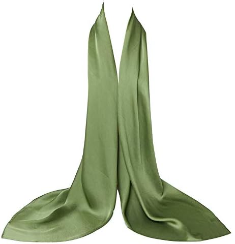 Bellonesc Silk Scarf 100% silk Long Lightweight Sunscreen Shawls for Women(army green)