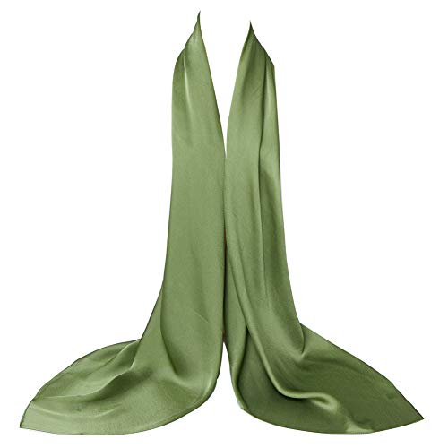 Bellonesc Silk Scarf 100% silk Long Lightweight Sunscreen Shawls for Women(army green)