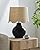 BoutiqueRugs Pojezerje Bohemian Ceramic Table Lamp for Bedroom, Bedside Nightstand - Decorative Boho Tabletop Lamp for Living Room - Rattan Shade - Black, Beige