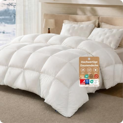 BEDSURE Federbetten 200x200 Daunendecke Winterdecke - Warm für Winter | Mittelteil 70% Federn & 30% Daunen, Oeko-TEX Zertifiziert, Hypoallergen, Anschmiegsam, Dicke, Wolkenweiches